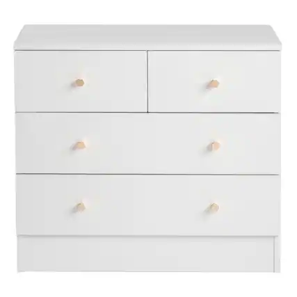 Front. Kadyn - 4 Drawer Dresser with Gold Handle, Nursery Dresser Chest Of Drawers Organizer - White.