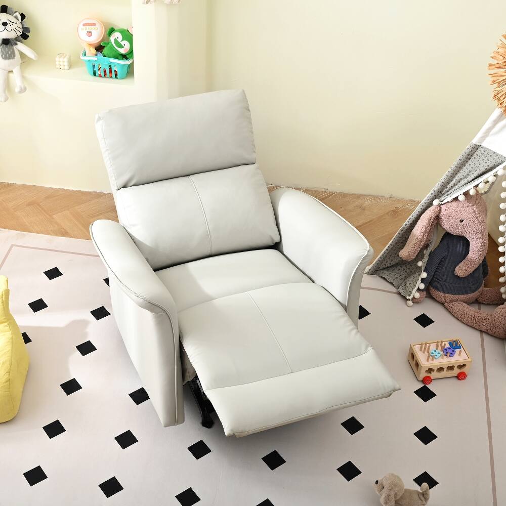 Alt View 10. Loheer - Loheer Manual Rocker Recliner Chair for Adults, PU Leather Nursery Glider Recliner for Small Spaces, Light Gray - Light Gray.