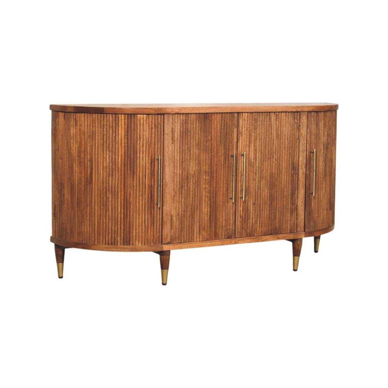 Left. Artisan Furniture - Artisan Furniture Solid Wood Ravello Curved Sideboard, 4 Doors and 6 Shelves, Light Brown - Light Brown.