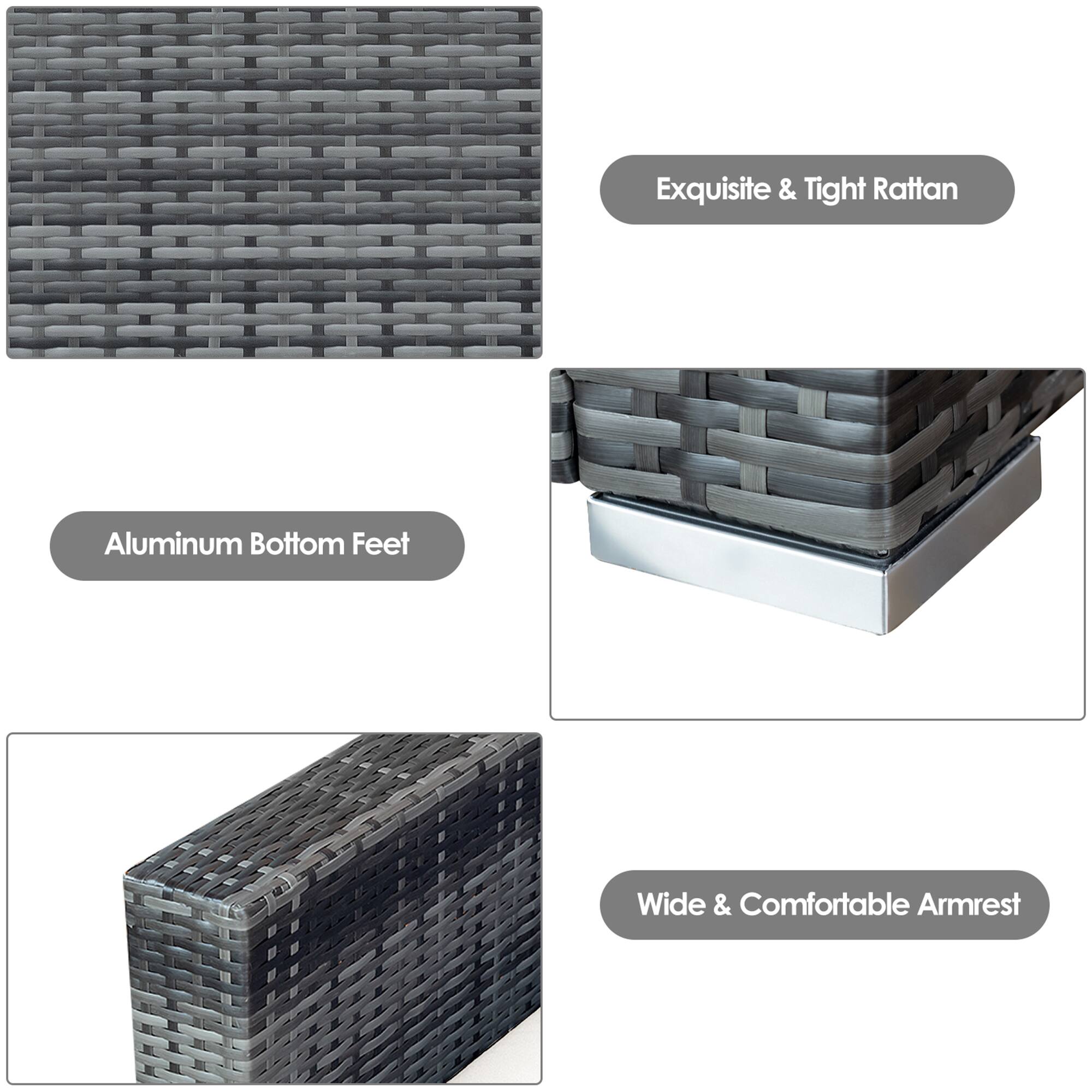 Exquisite & Tight Rattan, Aluminum Bottom Feet, Wide & Comfortable Armrest