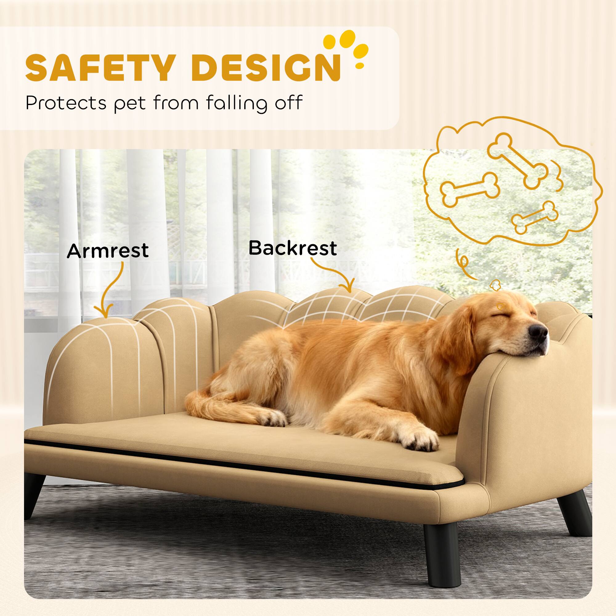 SAFETY DESIGN  
Protects pet from falling off  

Armrest  
Backrest