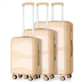 Oumilen - TSA Lock Suitcase Set - 20, 24, 28 Inch ABS Carry-On & Checked Luggage - Champagne