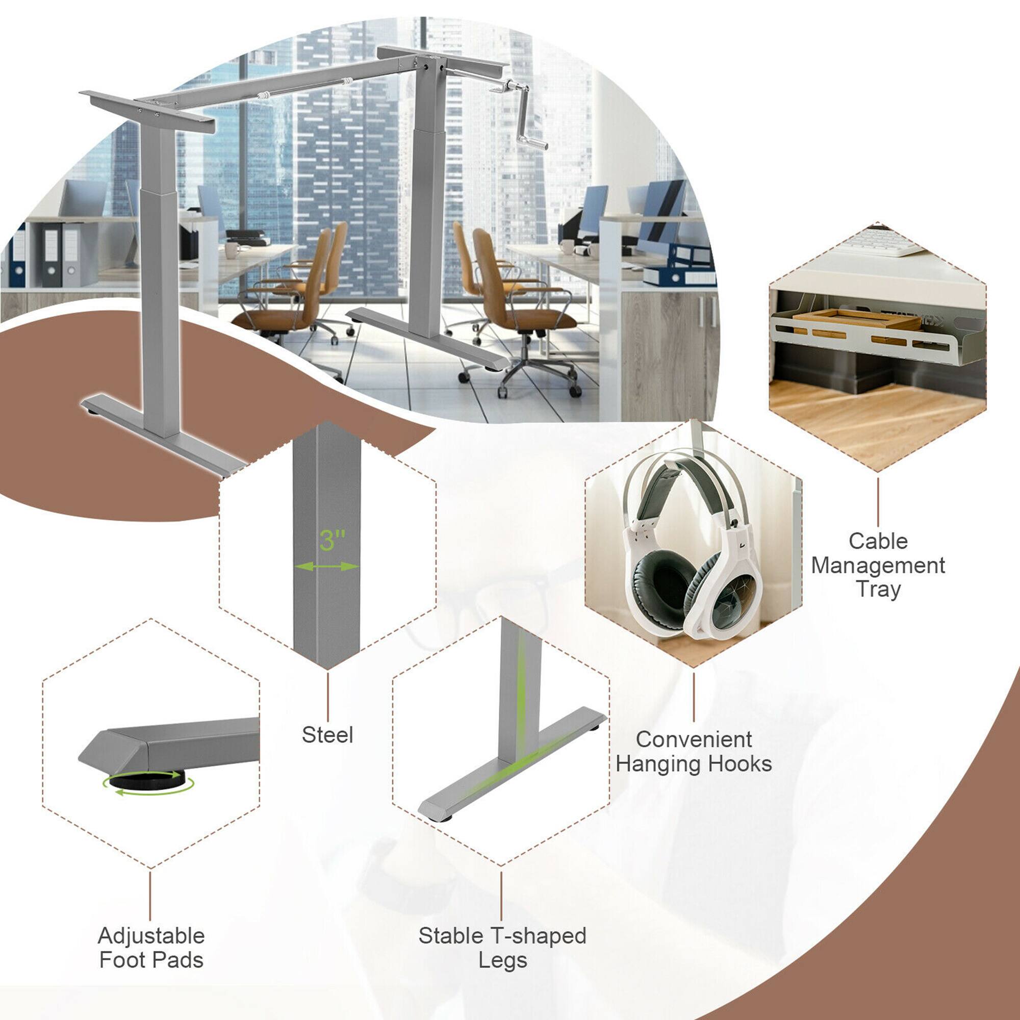 Steel, Stable T-shaped Legs, Adjustable Foot Pads, Convenient Hanging Hooks, Cable Management Tray