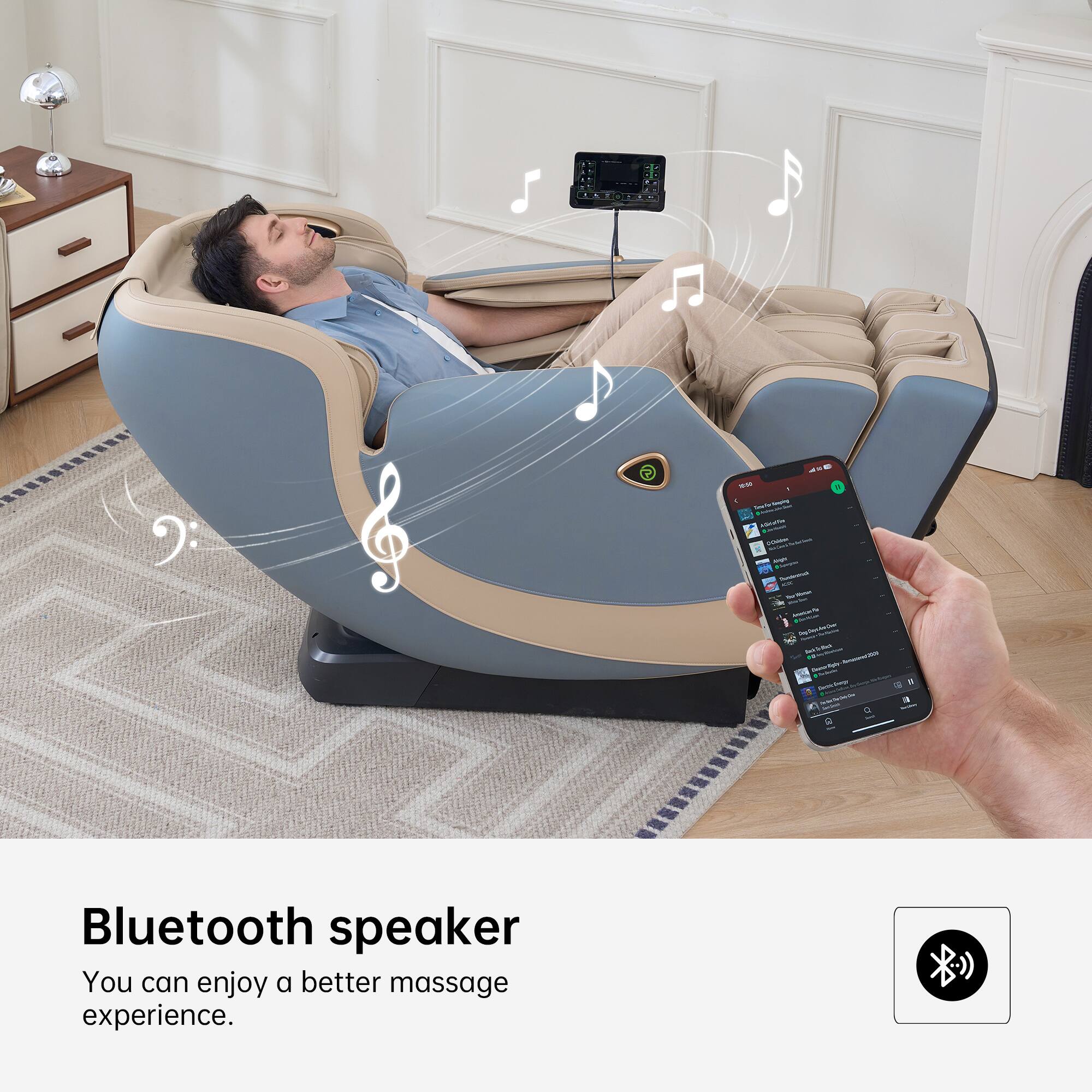 Bluetooth speaker  
You can enjoy a better massage experience.