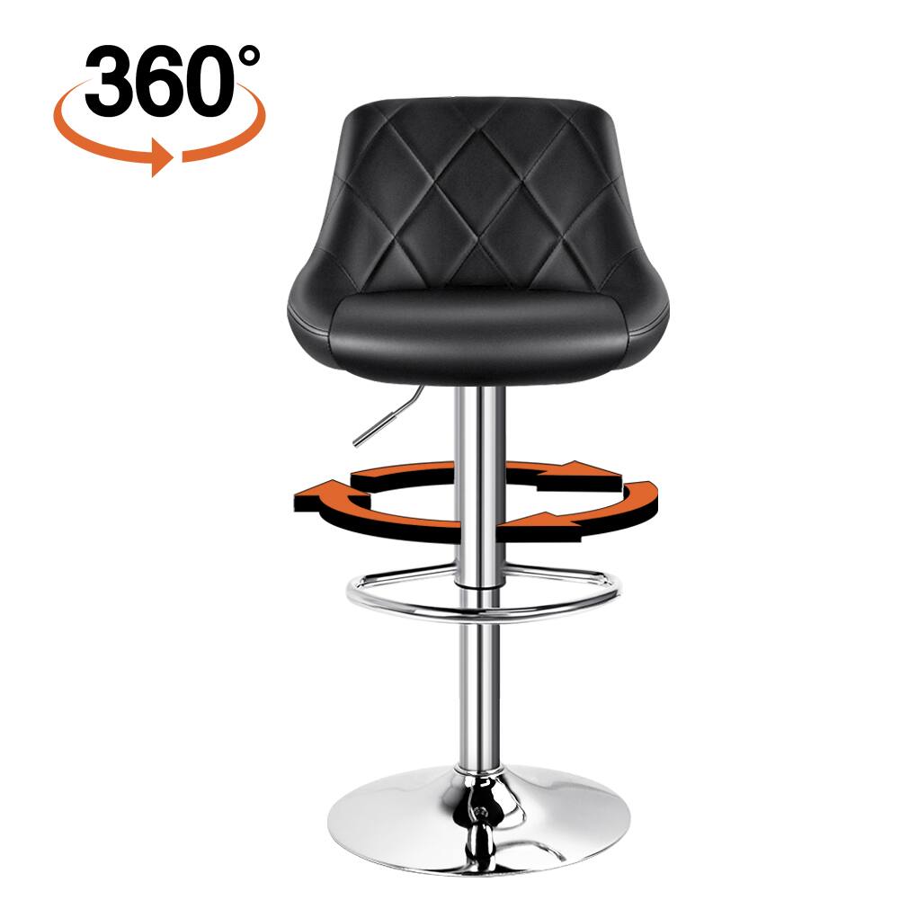 Left. KKTONER - KKTONER Bar Stool Set of 2 with Back PU Leather Height Adjustable Swivel Chair Pub Island Kitchen stools with footrest - Black.