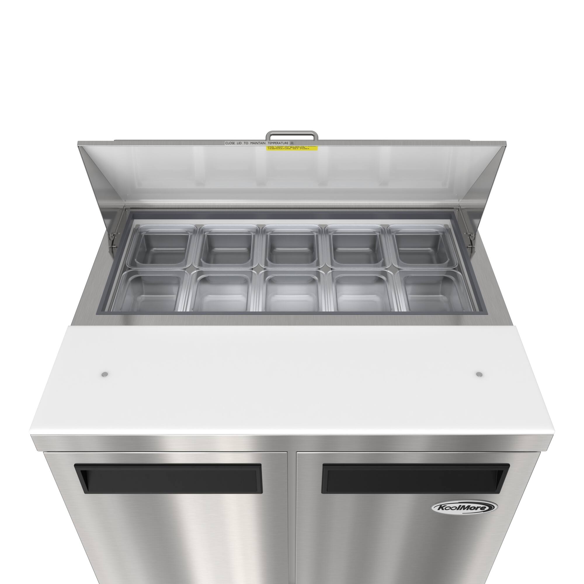 KoolMore

- Pull lid to pantry
- Maximum temperature: 40°F
- Minimum temperature: 32°F