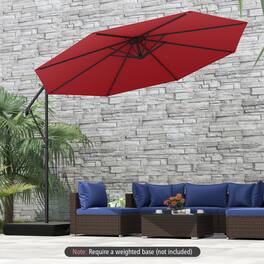 Mondawe - 10 FT Offset Hanging Umbrella with Base Infinite Tilt 360 Rotation - Wine