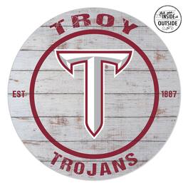 Jardine - Troy University Trojans 20'' x 20'' Indoor/Outdoor Weathered Circle Sign - White