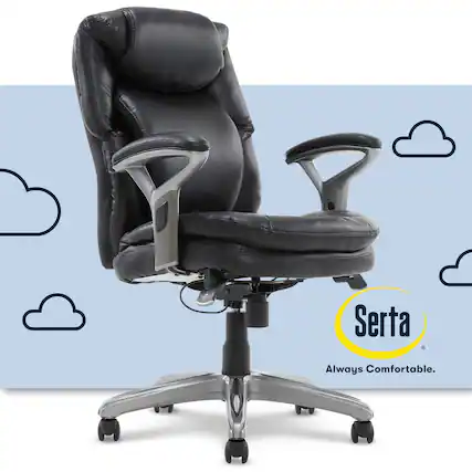 Front. Serta - AIR Health & Wellness Mid-Back Manager's Chair - Black.