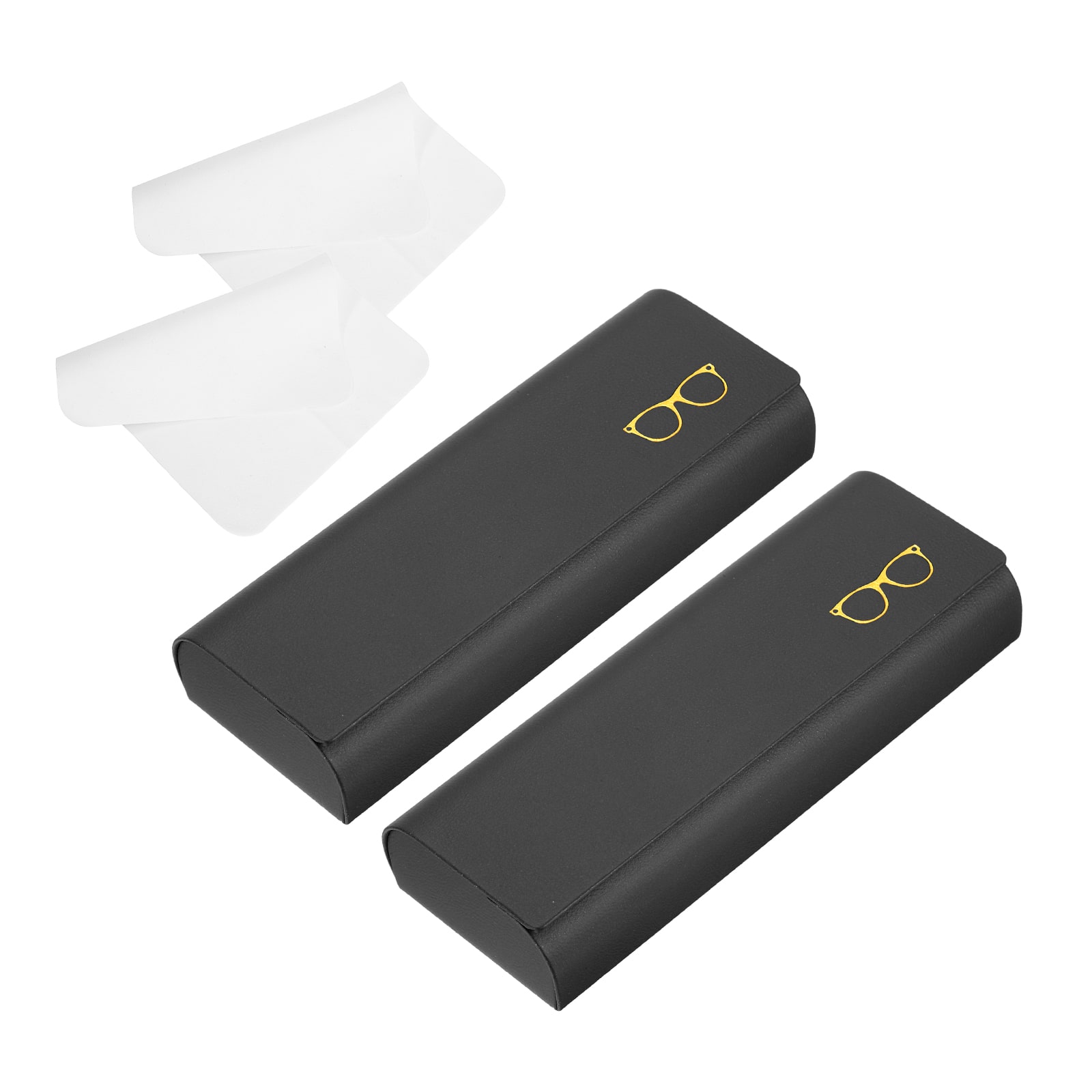 Unique Bargains - 2pcs Hard Shell Eyeglasses Case Leather with Cloth Lightweight PU for Sunglasses - Black price history on PriceWatchPro