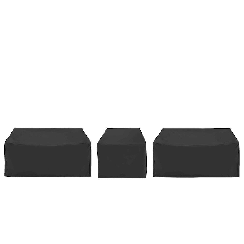Left. Crosley Furniture - 3Pc Outdoor Sectional Furniture Cover Set - 2 Loveseats & 1 Chair - Black.