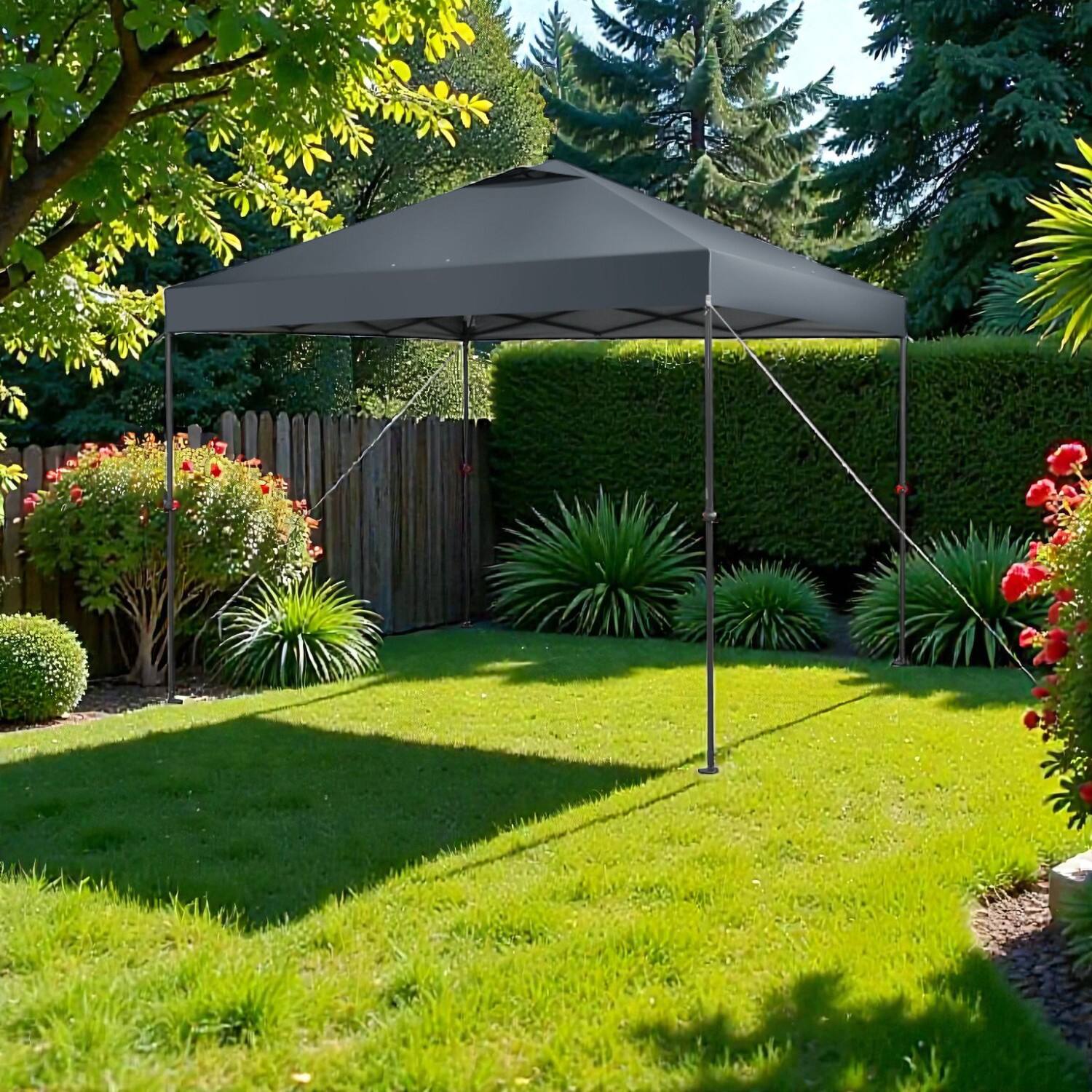 Front. Hivvago - 10x10 Ft Easy Pop-Up Outdoor Tent with Transport Bag - Gray.