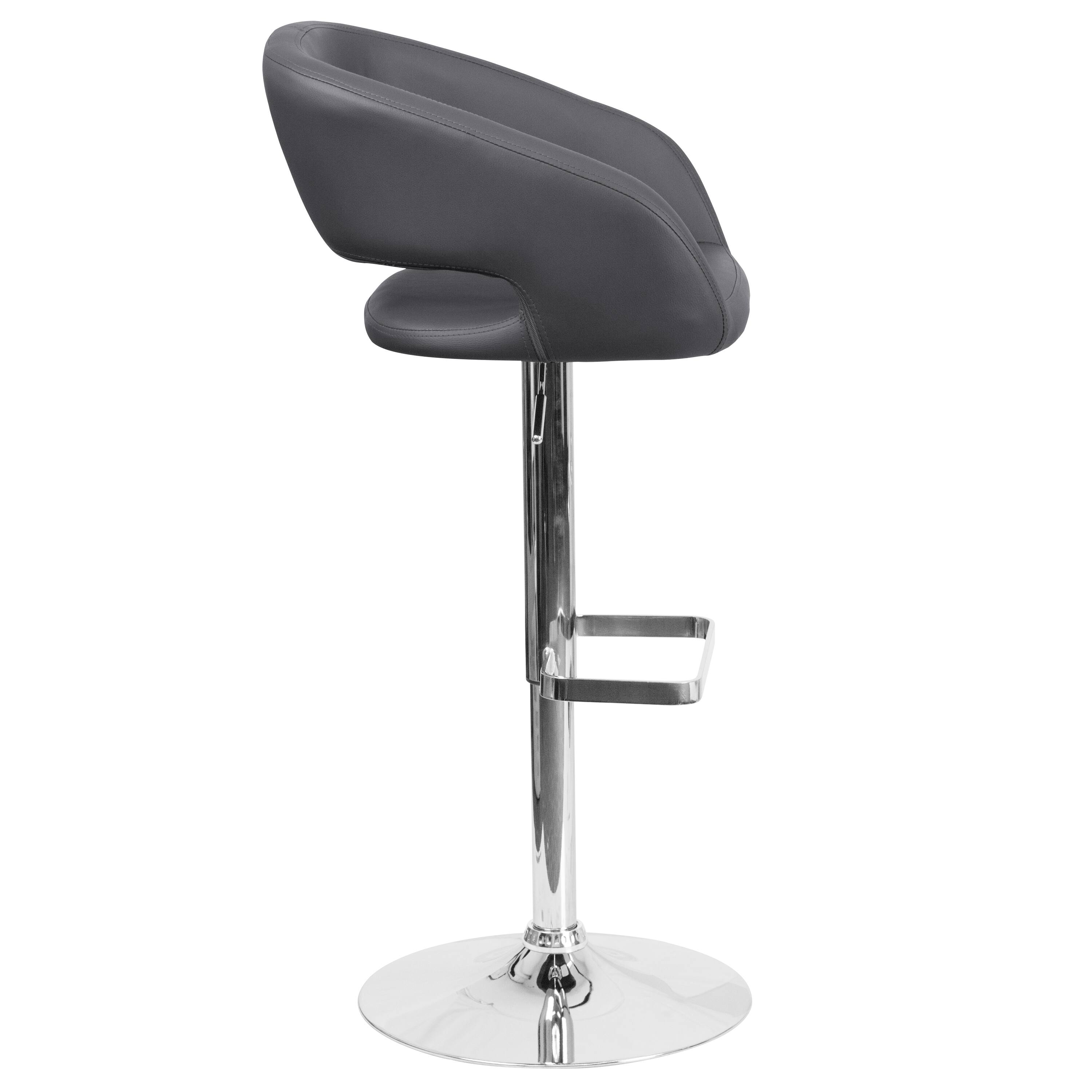 Alt View 19. Alamont Home - Contemporary Vinyl Adjustable Height Barstool with Rounded Mid-Back - Gray Vinyl.
