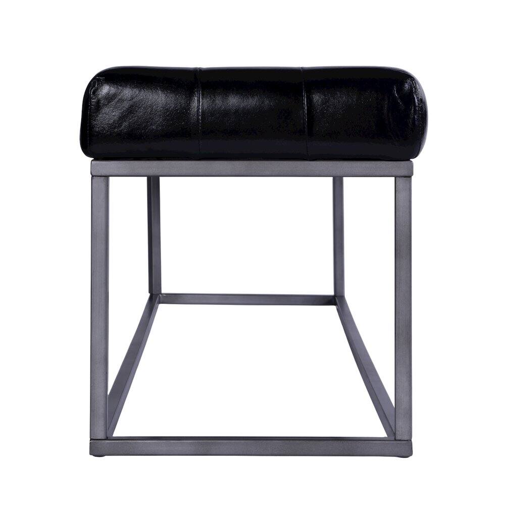 Angle. Butler Specialty - Knox 54 in. W Leather and Iron Accent Bench - Black.