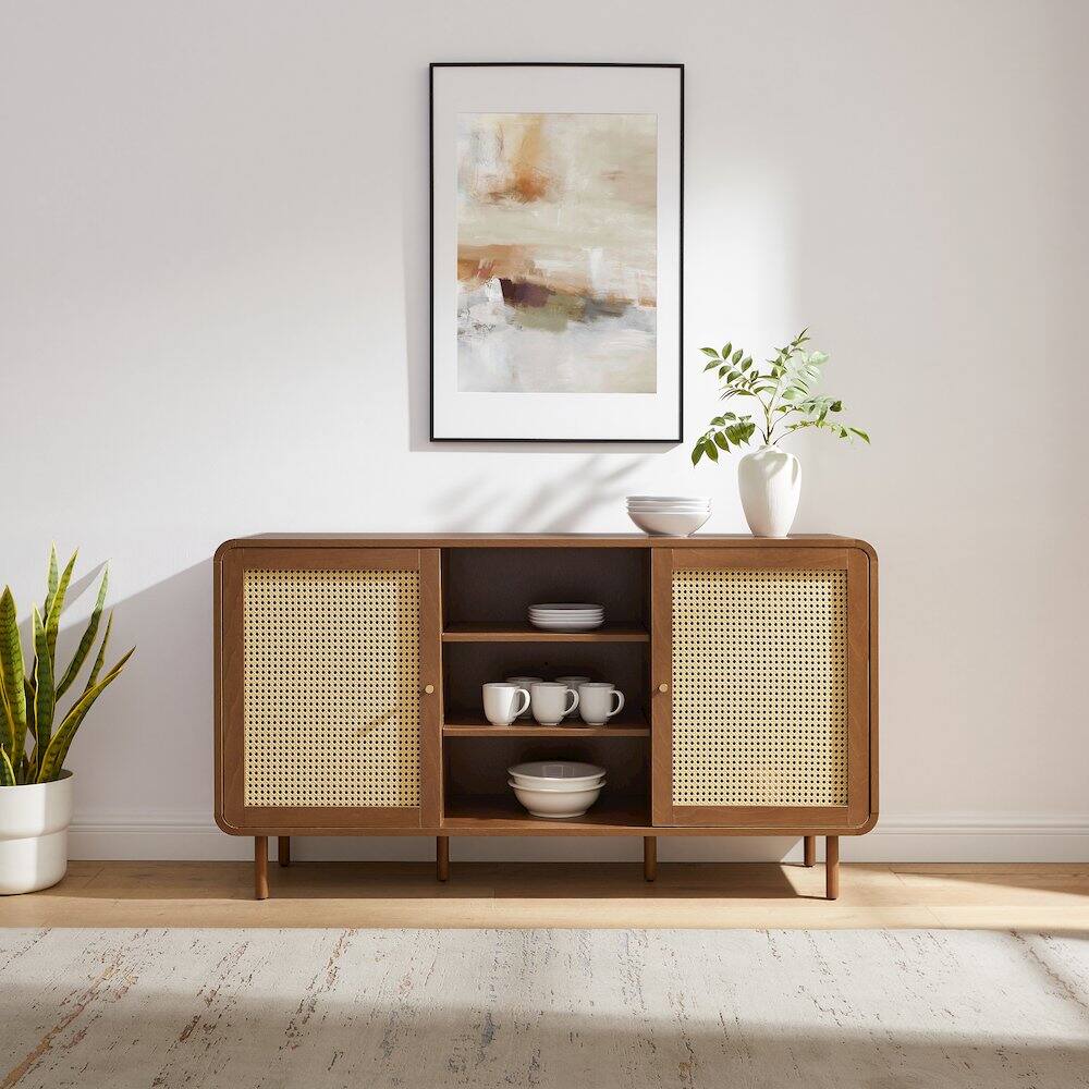Alt View 6. Crosley Furniture - Nora Mid-Century Sideboard - Walnut.