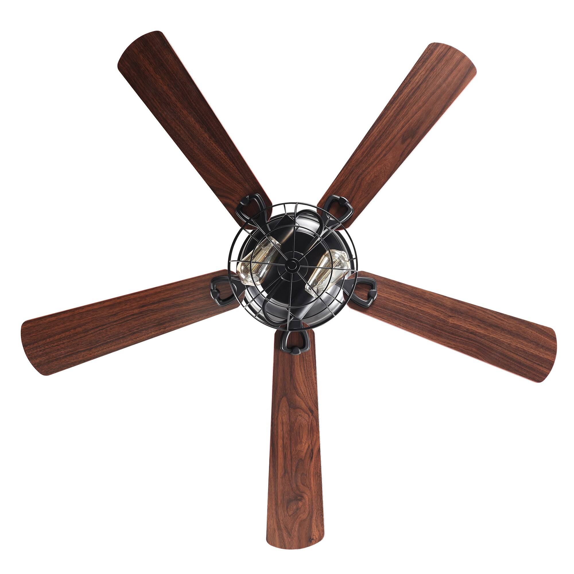 Alt View 7. Parrot Uncle - 48" Matte Black Industrial 2-Light Ceiling Fan with Remote - Matte Black.