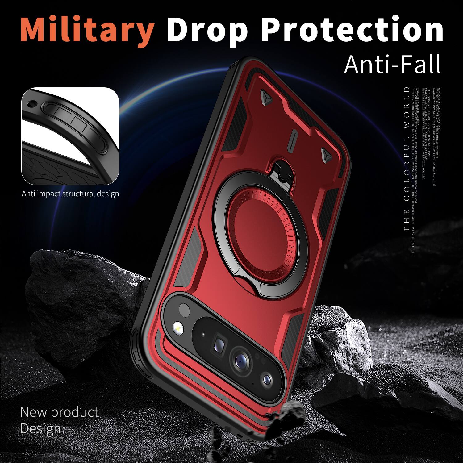 Military Drop Protection Anti-Fall

Anti impact structural design

New product Design

THE COLORFUL WORLD