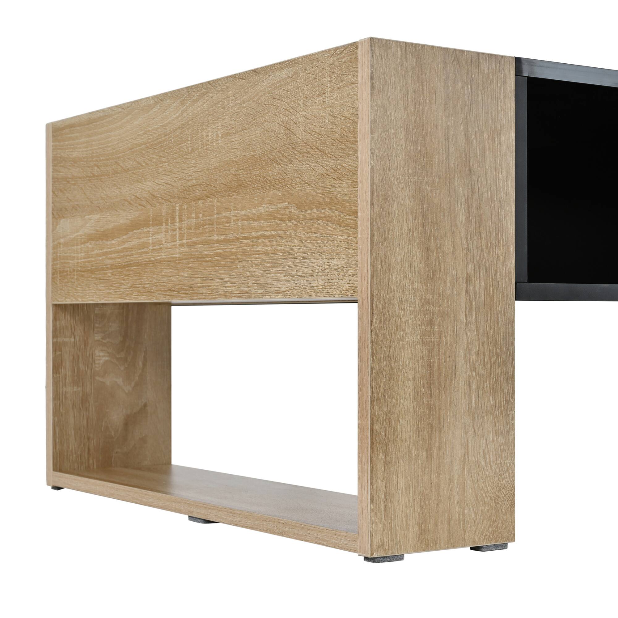 Alt View 10. GOODSILO - Stylish High Gloss Coffee Table with Hidden Storage Drawers and Open Shelf for Living Room or Bedroom - Black+Natural.