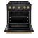 Angle. ZLINE - 30 in. Wide 4 Burner ZLINE Autograph 4.2 cu. ft. Manual Clean Freestanding Gas Range with Bronze Accents - Black Satin Stainless Steel.