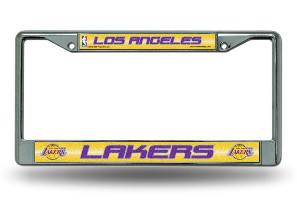 Los Angeles Lakers Standard Size Chrome License Plate Frame - It Sparkles!
