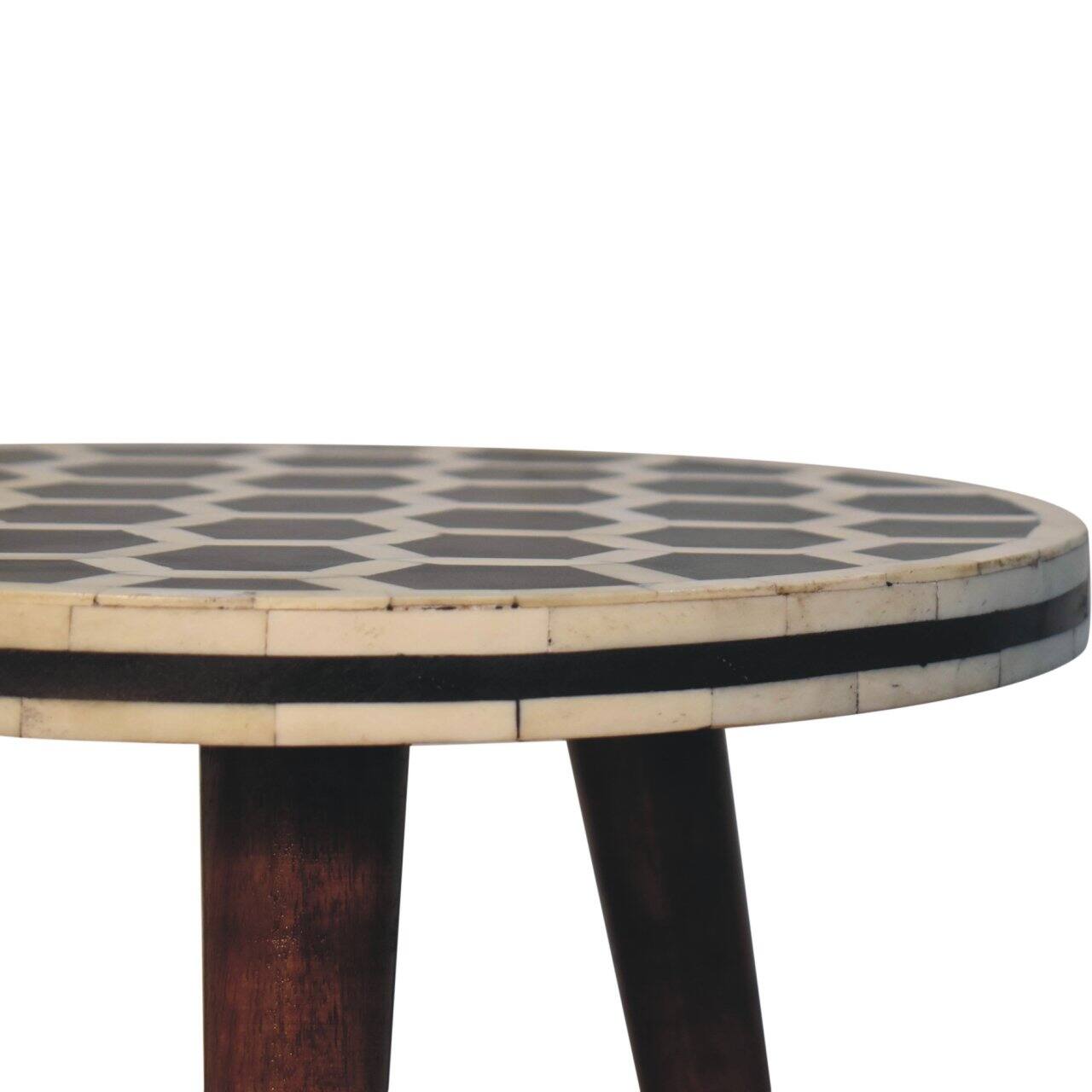 Alt View 5. Artisan Furniture - Artisan Furniture Solid Wood Bone Inlay Tripod Stool With Honey Caramel Finish - Brown.