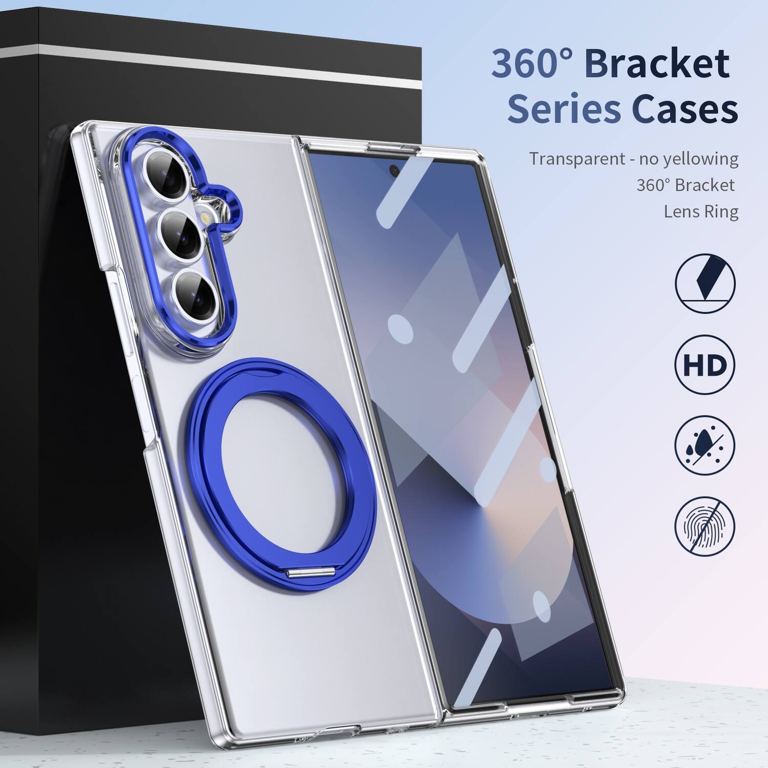 360° Bracket Series Cases  
Transparent - no yellowing  
360° Bracket Lens Ring HD