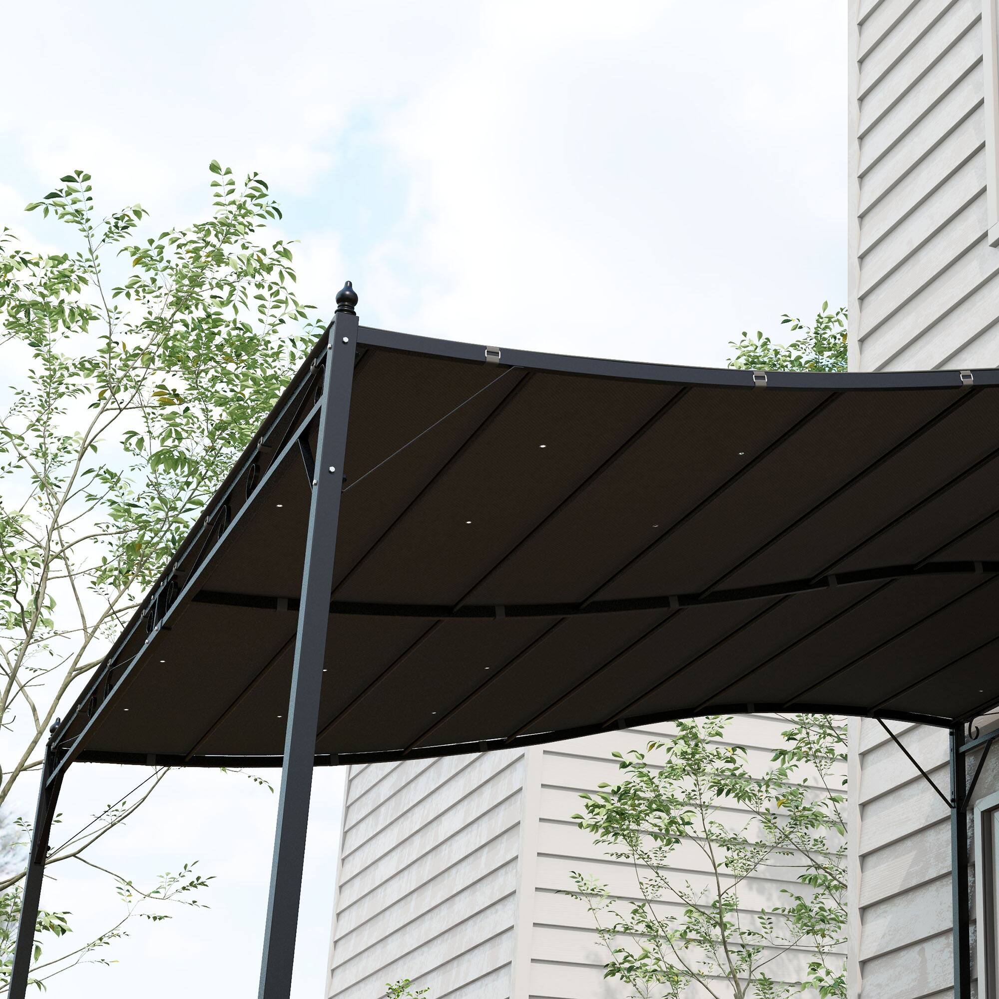 Alt View 4. Outsunny - Pergola Shade Cover, Pergola Canopy Replacement with Drainage Holes, for 10' x 10' Pergola ( 84C-038 Series) - Dark Gray.