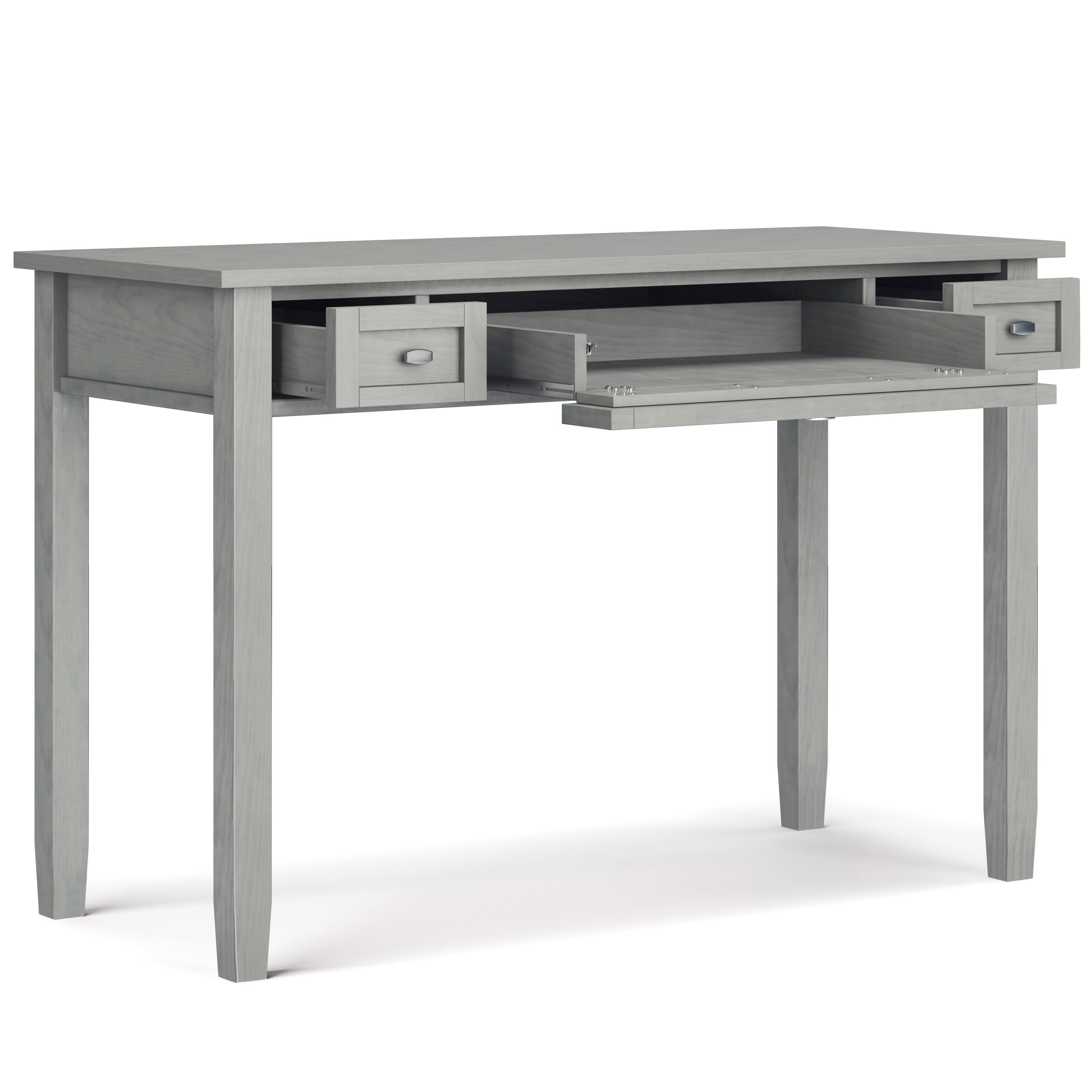 Back. Simpli Home - Warm Shaker 48 inch Wide Solid Wood Desk in Fog Grey - Fog Grey.