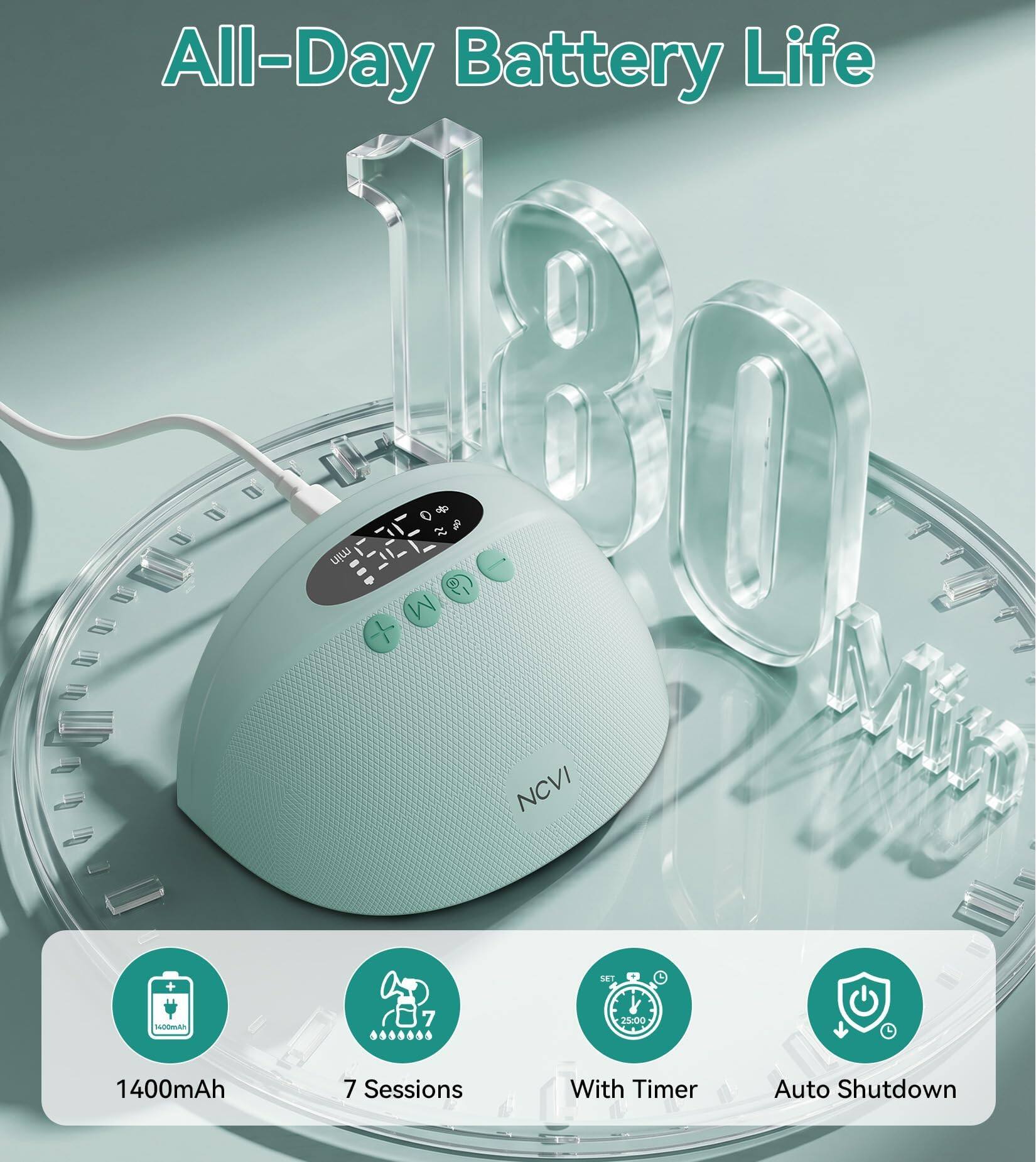 All-Day Battery Life + JURE min + I M O  
20% NCVI SET Chitters  
1400mAh 7 Sessions With Timer Auto Shutdown