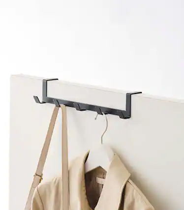 Front. Yamazaki Home - Over-the-Door Hanger - Steel - Black.