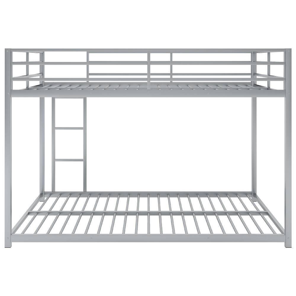 Alt View 6. Loheer - Loheer Full Over Full Bunk Bed Metal Low Bunk Bed with Ladder Silver - Silver.