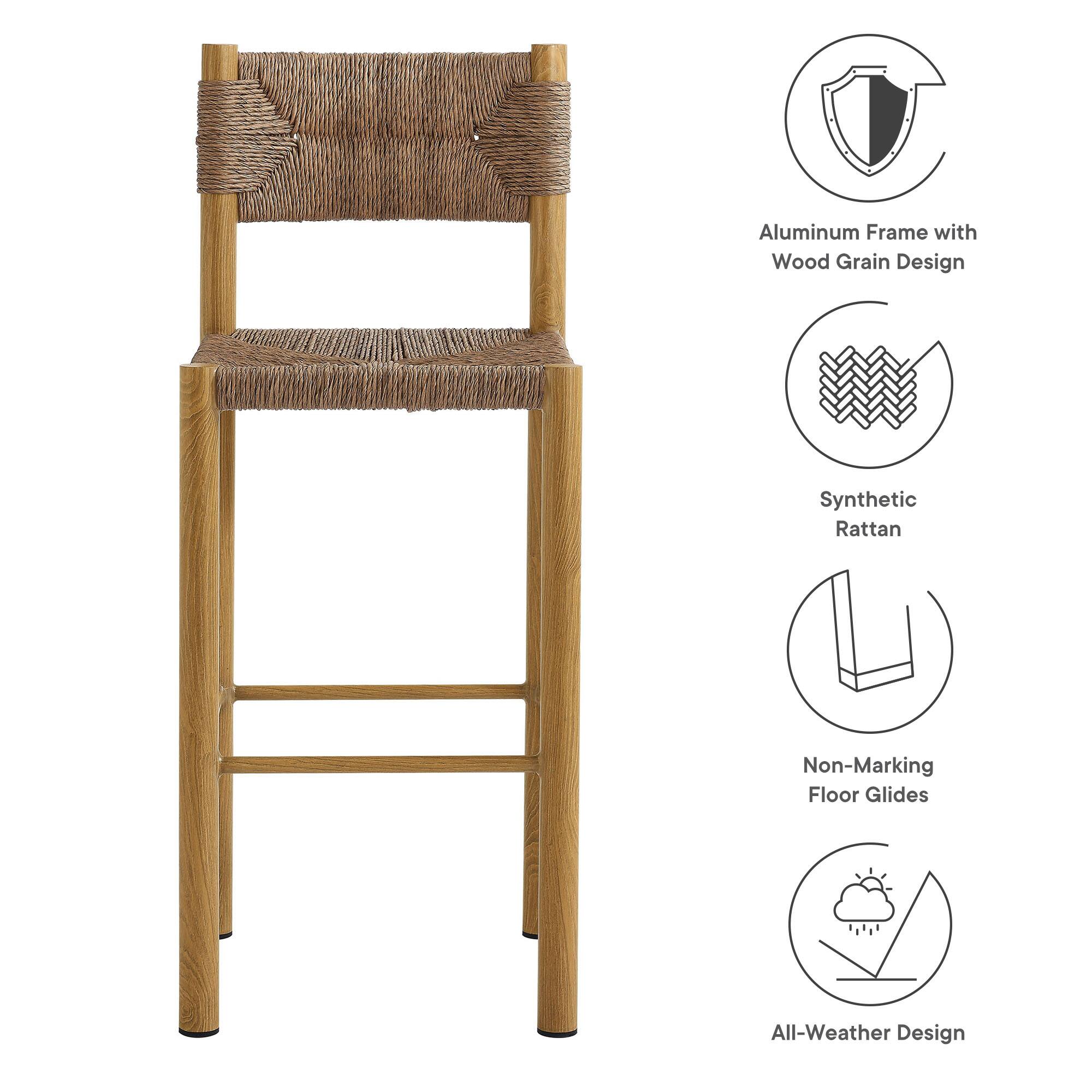 Aluminum Frame with Wood Grain Design  
Synthetic Rattan  
Non-Marking Floor Glides  
All-Weather Design