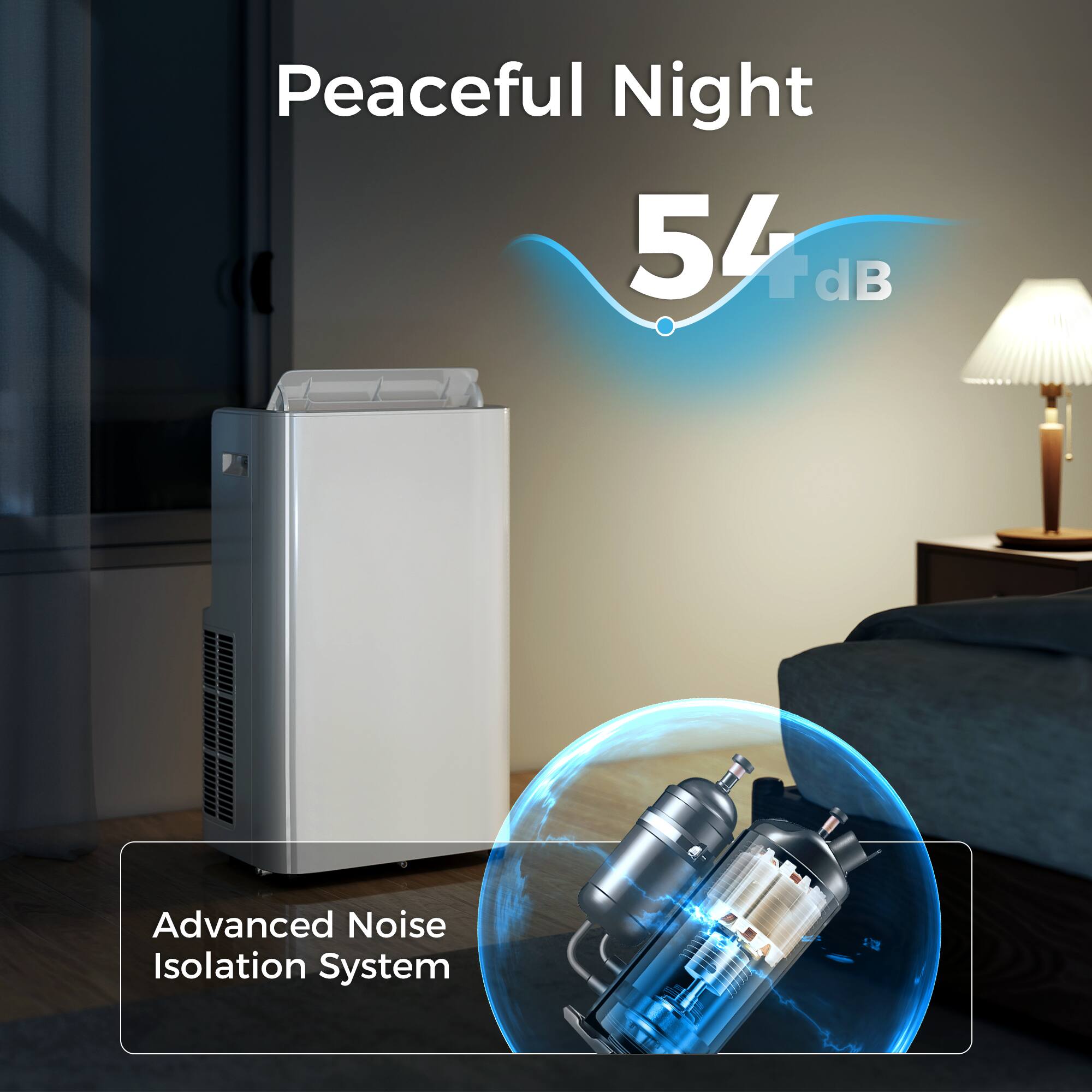 Peaceful Night  
54 dB  
Advanced Noise Isolation System