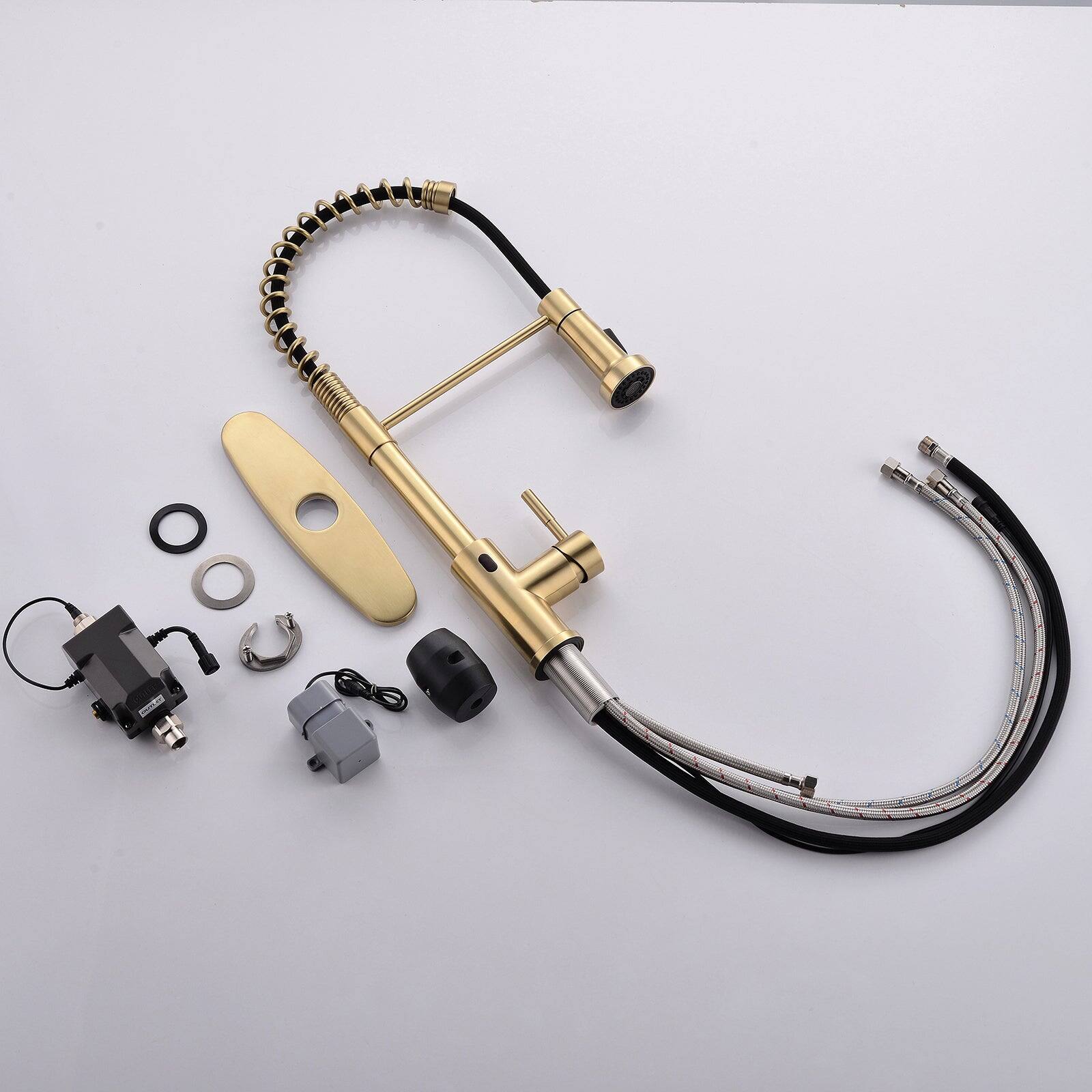 Alt View 2. Boyel Living - Brushed Gold Single Handle Touchless Sensor Gooseneck Pull Down Sprayer Kitchen Faucet - Brushed Gold.