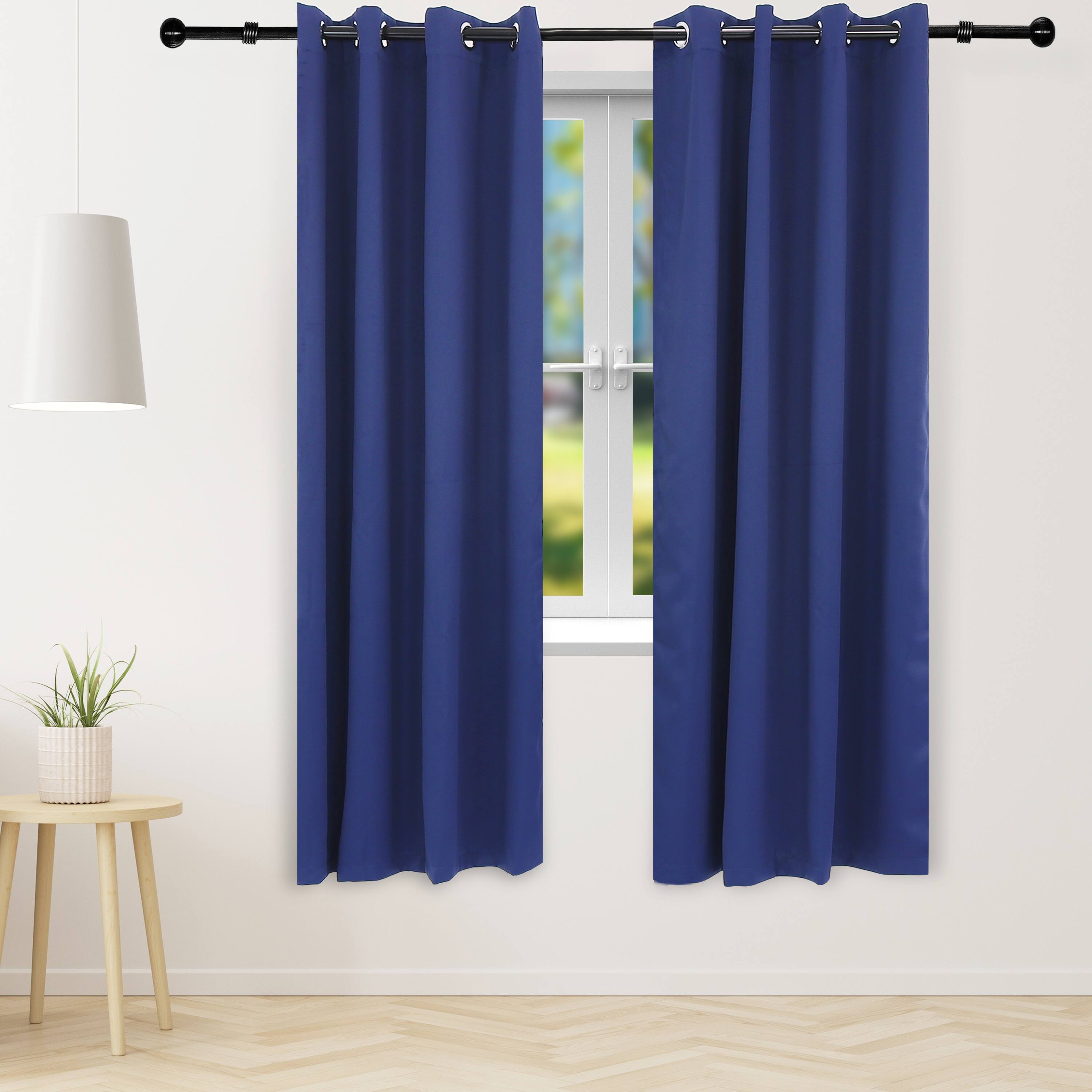 Alt View 4. Sunnydaze - Outdoor Blackout Curtain Panel - 52 in x 84 in - Set of 2 - Blue.