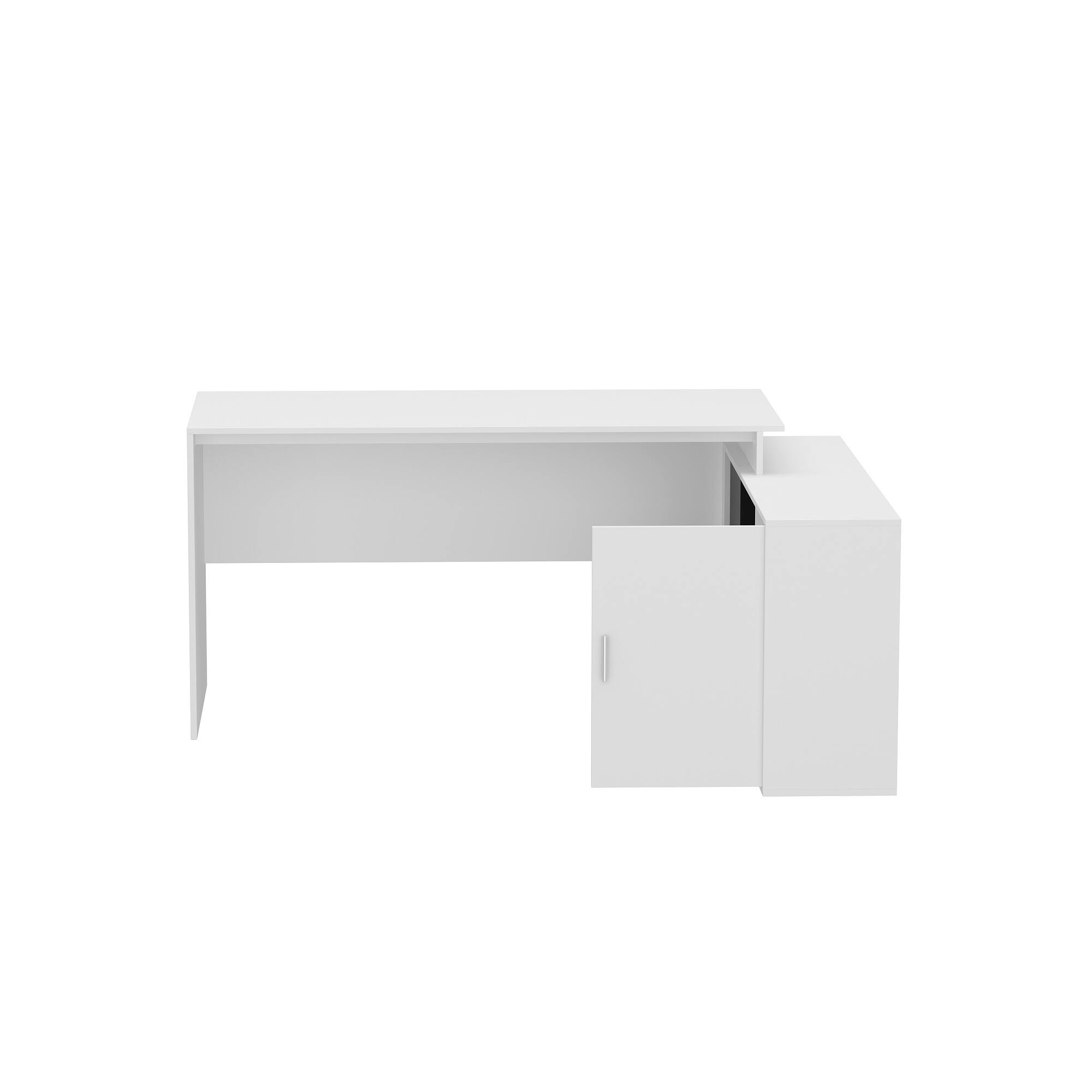 Left. FUFU & GAGA - FUFU&GAGA L - Shaped Multifunctional Desk - Storage - Rich Workstation for Home & Hobby Spaces - White.