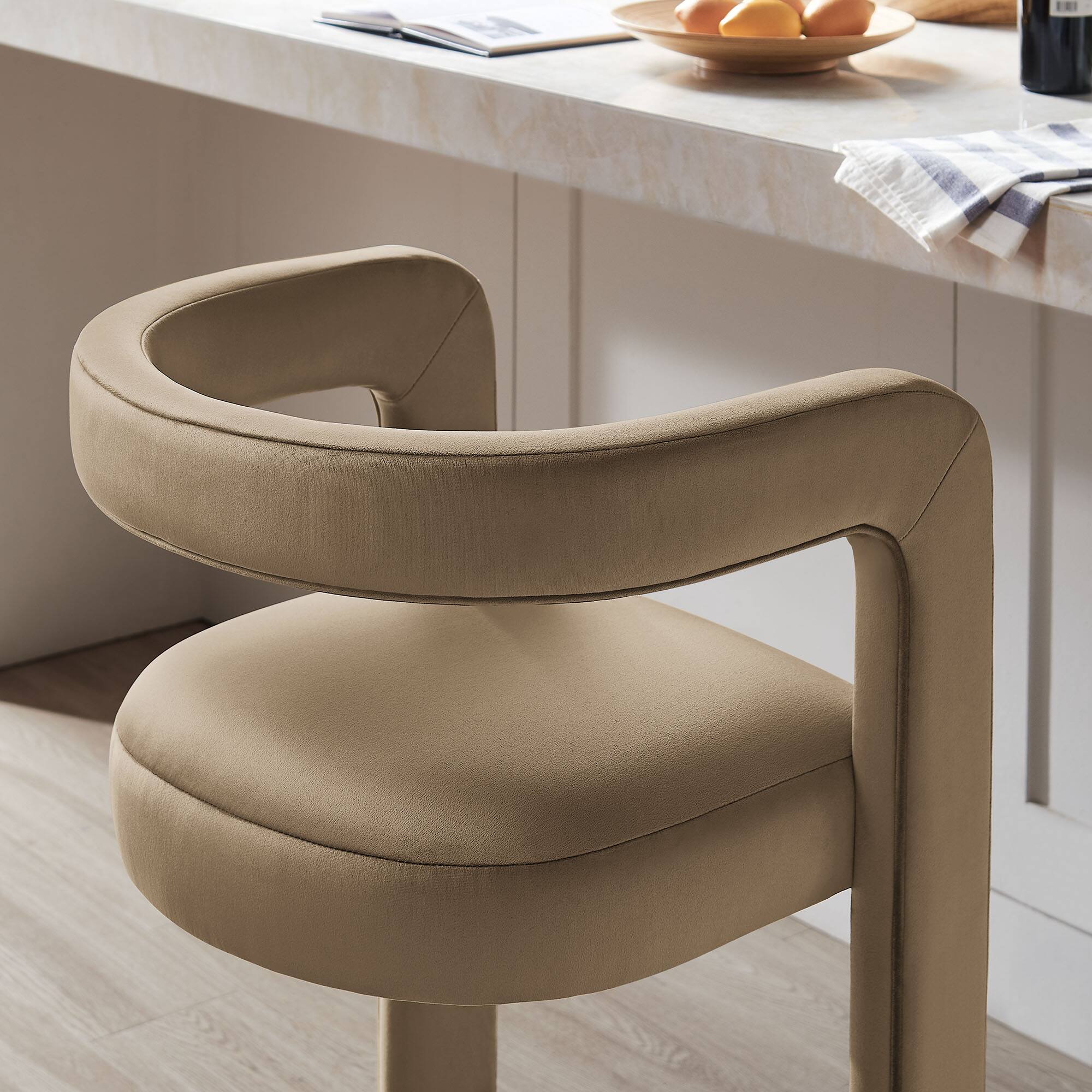 Alt View 5. Modway - Winslow Performance Velvet Bar Stool - Gray.