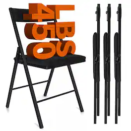 SKONYON - 4 Pack Padded Folding Chairs with Double Hinges - Black