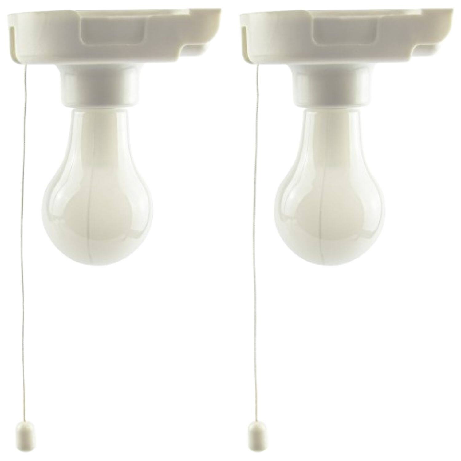 Front. Stock Preferred - Stick-Up Battery Operated LED Light Bulb Set of 2 - White.
