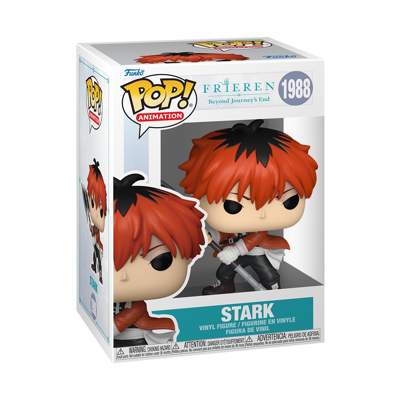 Funko  
POP!  
ANIMATION  

FRIEREN  
1988  
Beyond Journey's End  

STARK  
VINYL FIGURE / FIGURINE EN VINYLE / FIGURA DE VINIL  

WARNING: CHOKING HAZARD - Small parts. Not for children under 3 years.  
ATTENTION: PELIGRO DE ASFIXIA - Piezas pequeñas. No es adecuado para niños menores de 3 años.  
ADVERTENCIA: PELIGRO - Pequeñas piezas. No conviene para niños menores de 3 años.