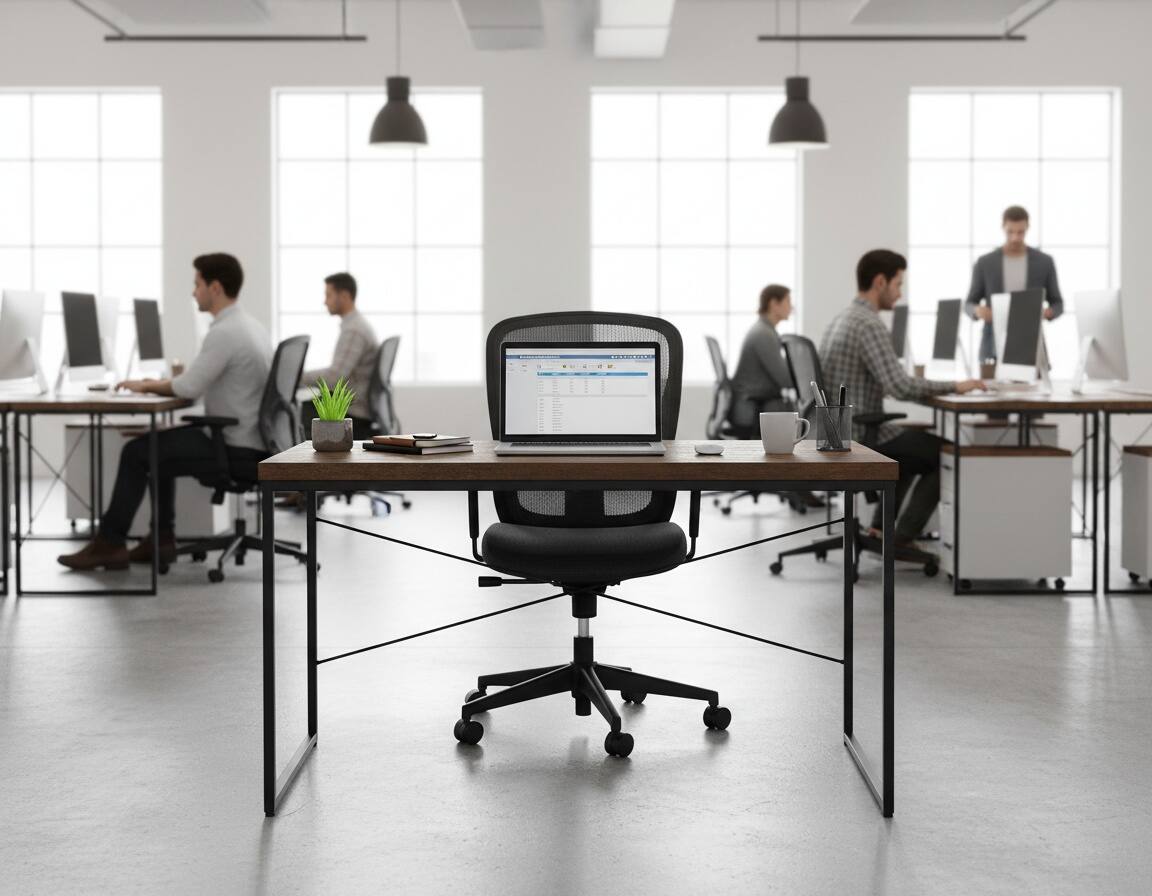 Alt View 4. Forest'nSky - Industrial Style Writing Desk, Weathered Oak Top with Black Metal Frame, Laptop Table for Home Office - Brown.