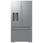 Samsung - Bespoke AI 24 cu. ft. Counter Depth 3-Door French Door Refrigerator with Zero Clearance Fit & Dual Auto Ice Maker - Stainless Steel