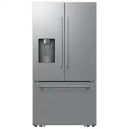 Samsung - Bespoke AI 24 cu. ft. Counter Depth 3-Door French Door Refrigerator with Zero Clearance Fit & Dual Auto Ice Maker - Stainless Steel