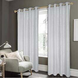 RT Designers Collection - Modern Iceland Metallic Blackout Drapery Elegant Grommet Curtain Panel 54" X 84" Silver - White