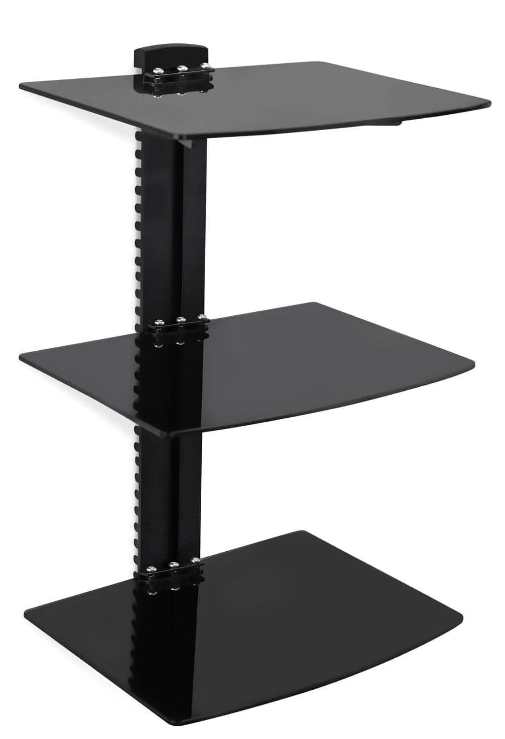 Front. Mount-It! - Floating Wall Mounted A/V Shelf Stand with Adjustable Tempered Glass Shelves for Media Components, Black - Black.