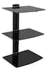 Front. Mount-It! - Floating Wall Mounted A/V Shelf Stand with Adjustable Tempered Glass Shelves for Media Components, Black - Black.