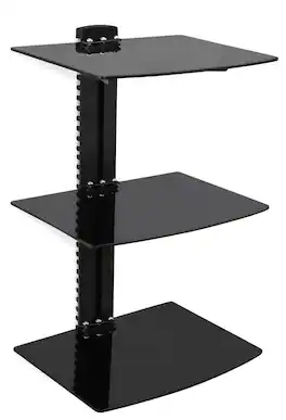 Mount-It! - Floating Wall Mounted A/V Shelf Stand with Adjustable Tempered Glass Shelves for Media Components, Black - Black