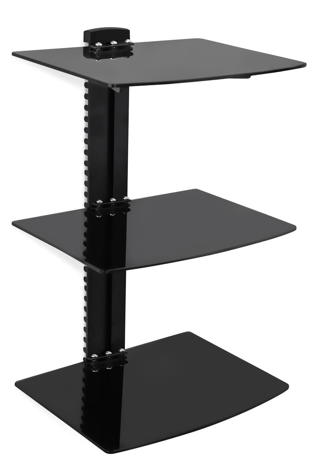 Front. Mount-It! - Floating Wall Mounted A/V Shelf Stand with Adjustable Tempered Glass Shelves for Media Components, Black - Black.