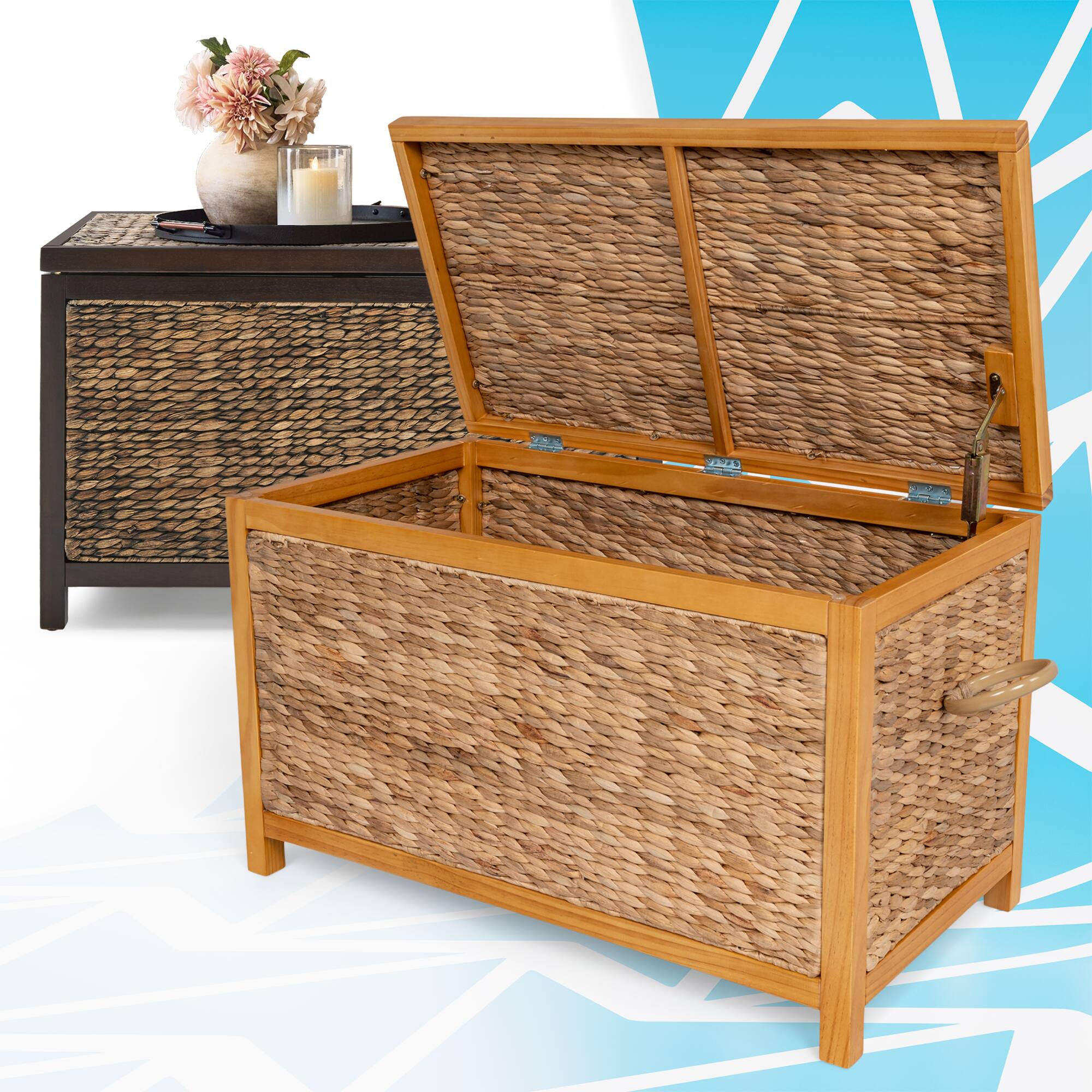Front. Click Decor - ClickDecor Wilson Storage Trunk, Natural Wicker - Natural.