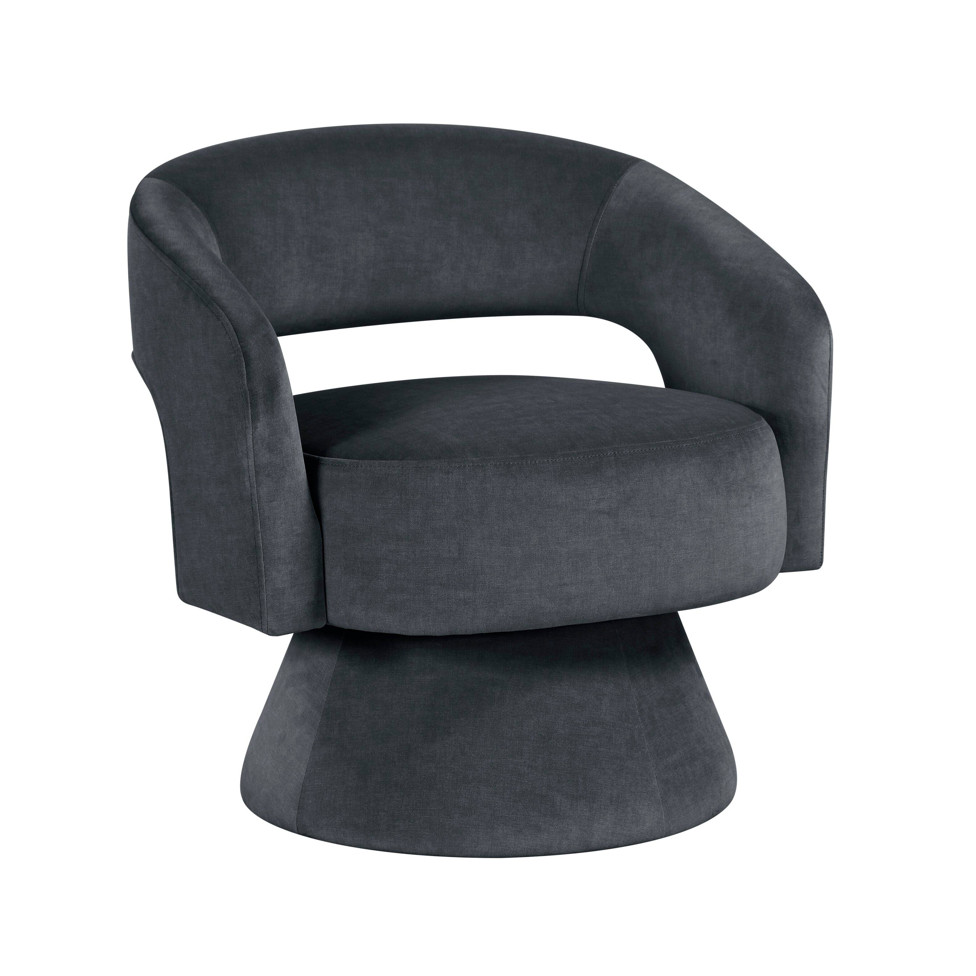 Front. COWLOWN - Modern Luxury Swivel Accent Chair Dark Gray Velvet Upholstery Solid Wood Stylish Home Furniture - Dark Gray.